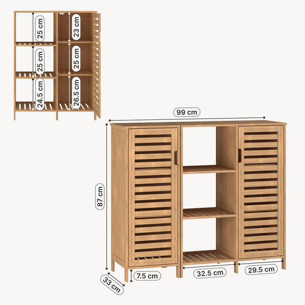 Dulap baie 2 componente Hakseri 87x99x33 cm bambus natur [en.casa]