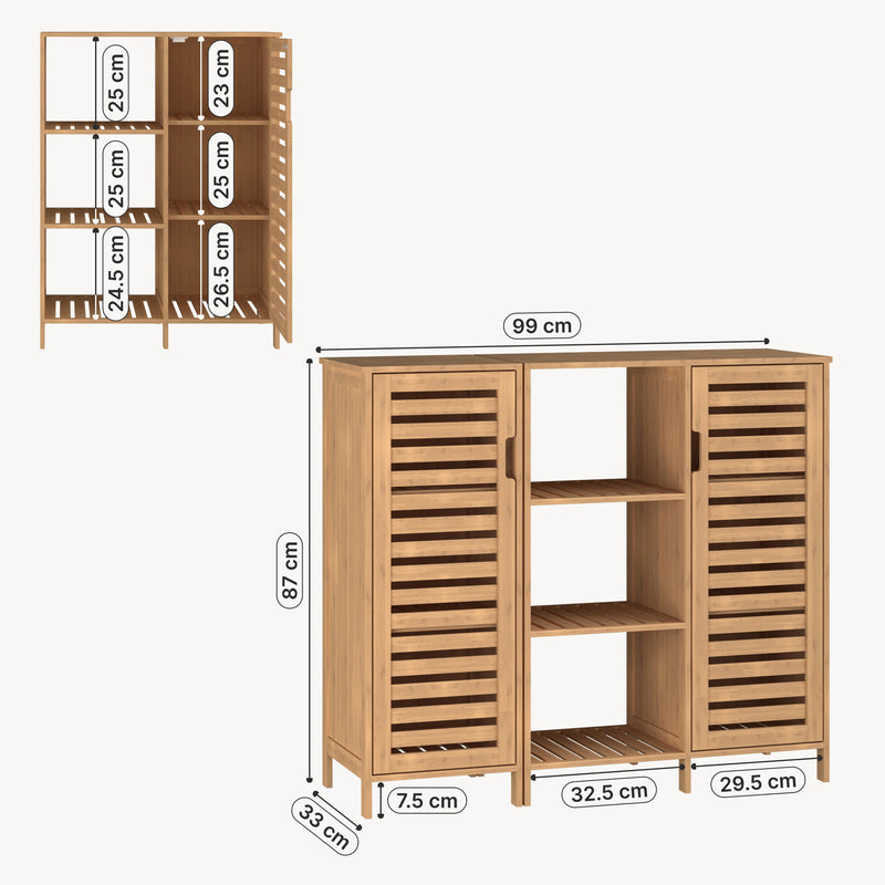 Schiță cotată Dulap baie 2 componente Hakseri 87x99x33 cm bambus natur [en.casa]