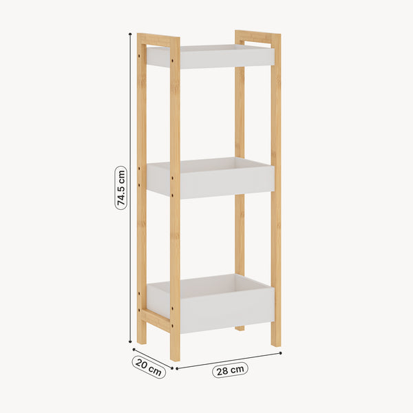 Raft baie design ingust Anun 74x28x20 cm natur/alb [en.casa]