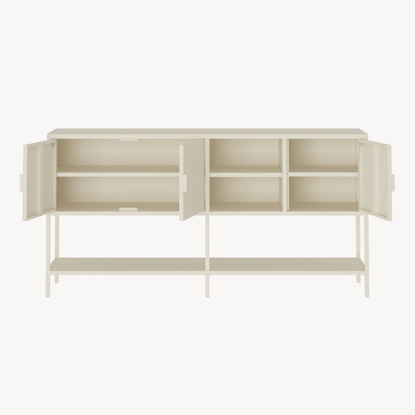 Servanta cu usi si rafturi Kliri 160x40x80 cm otel crem deschis [en.casa]