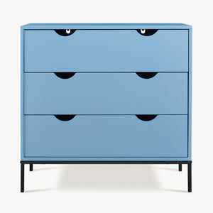 Comoda cu 3 sertare Colwyn 78x80x40 cm albastru/negru [en.casa]