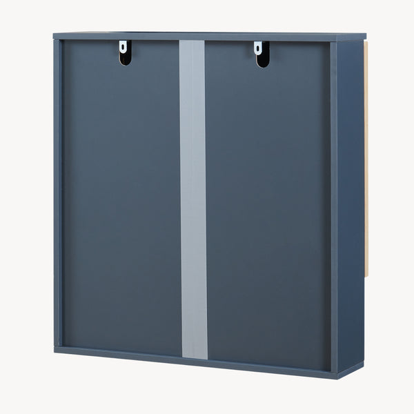 Dulap perete baie cu oglinda front din bambus si raft Svanes 58x56x13 cm gri inchis/natur [en.casa] 