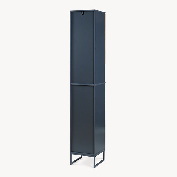 Dulap inalt baie cu front din bambus 2 usi si raft intermediar Svanes 170x30x30 cm gri inchis/natur [en.casa]
