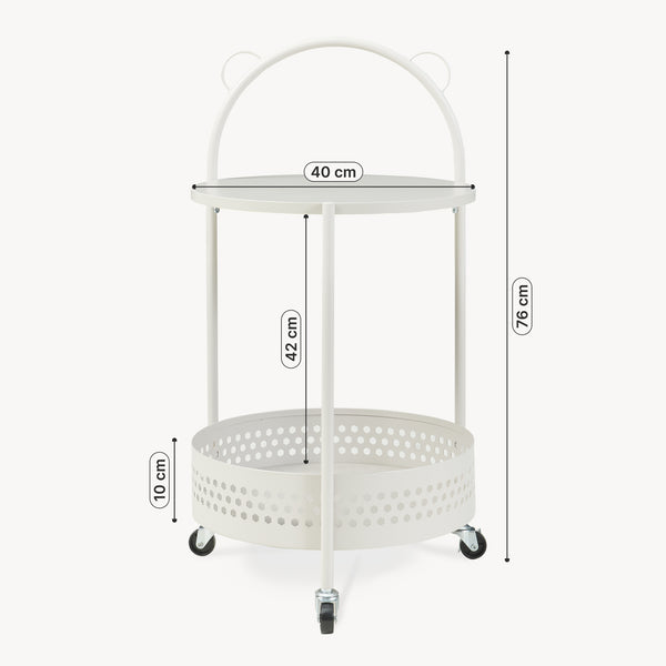 Carucior rotund pe 3 roti pt servire la masa Jässaatka 76x40 cm gri [en.casa] 