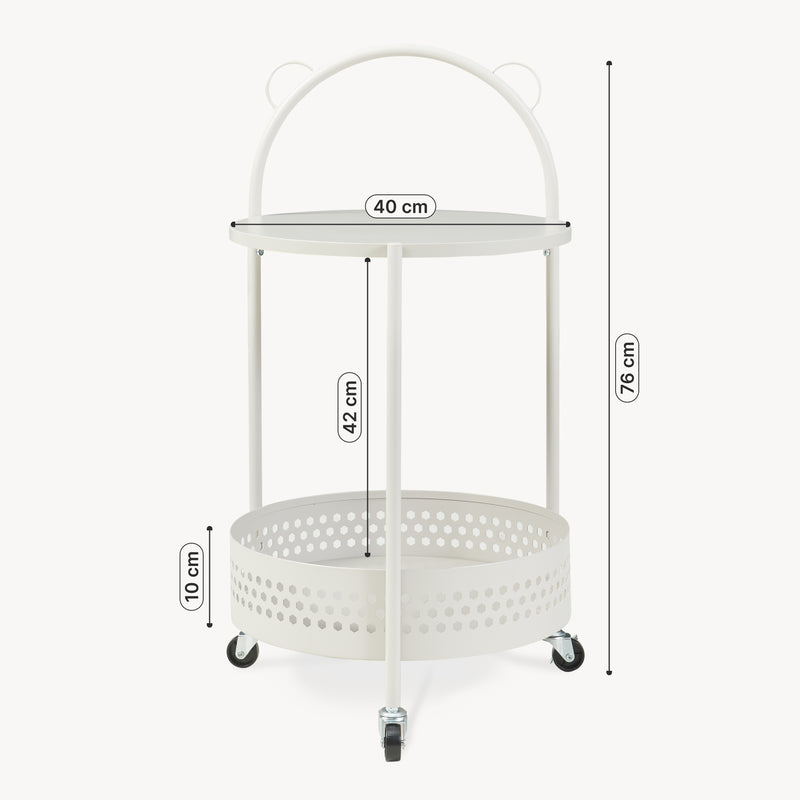 Schiță cotată Carucior rotund pe 3 roti pt servire la masa Jässaatka 76x40 cm gri [en.casa] 