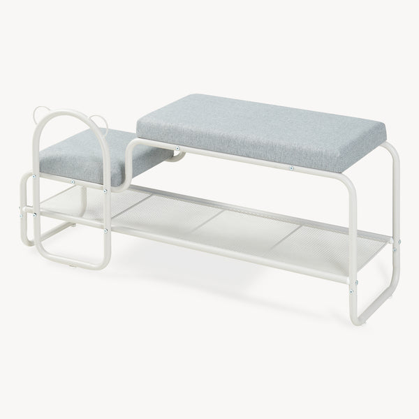 Banca pantofi cu scaun integrat pentru copii Jässaatka 100x32x45,5 cm gri [en.casa]