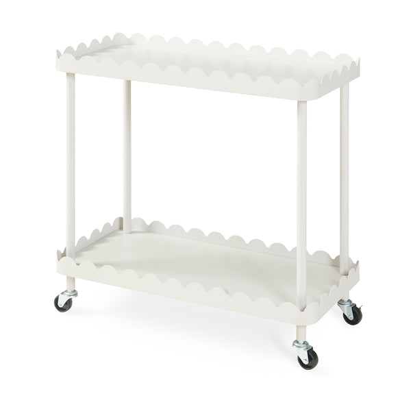Carucior servire la masa cu 2 nivele si margine inaltata ondulata Bolmanralu 60x60x30 cm otel/pal gri [en.casa]