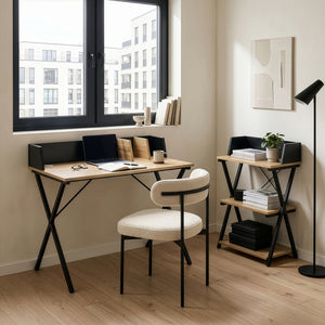 Birou Kappespoo 84x80x50 cm Negru/Aspect stejar [en.casa]