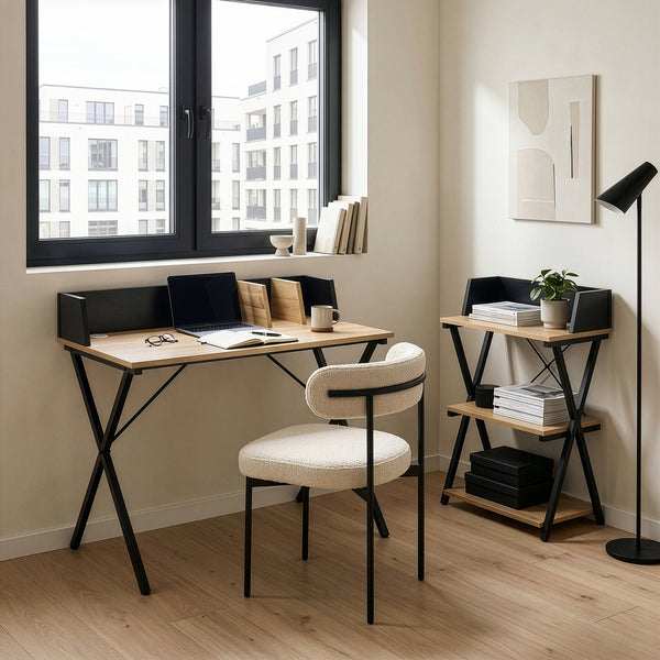 Birou Kappespoo 84x80x50 cm Negru/Aspect stejar [en.casa]