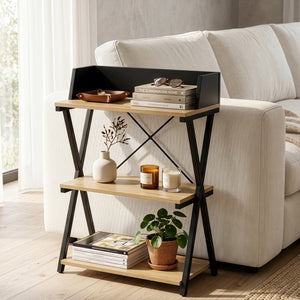 Raft de podea Kappespoo 84x50x30 cm Negru/Aspect stejar [en.casa]