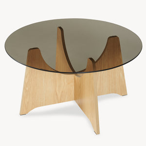 Masuta cafea sticla fumurie 70 cm rotunda Omlar [en.casa]