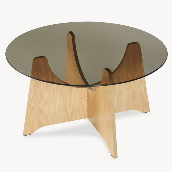 Masuta cafea sticla fumurie 70 cm rotunda Omlar [en.casa]