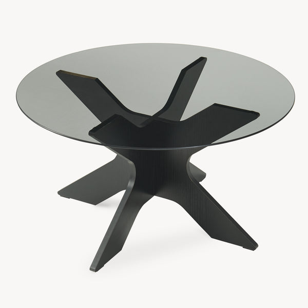 Masă de cafea Imi cu blat de sticlă Ø70x35 cm Negru/Gri [en.casa]