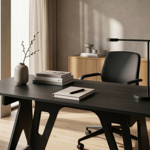 Birou Bostenenna 120x60x75 cm Negru cu textură de lemn [en.casa]