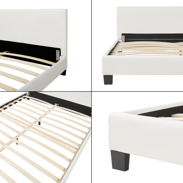 Corium® Pat frantuzesc tapitat modern WSB864,180 x 200 cm, imitatie piele, alb