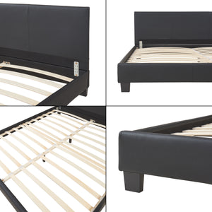 Corium® Pat frantuzesc modern, tapitat Navarra, imitatie de piele,160 x 200 cm, negru,  fara saltea
