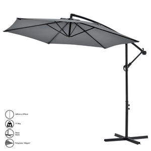 Umbrela soare suspendata ABSA-7301 inclinabila 270 cm gri [casa.pro]