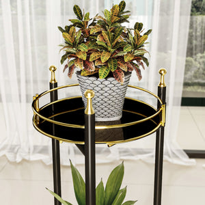 Suport flori Oulainen 79x28x28cm negru auriu [en.casa]