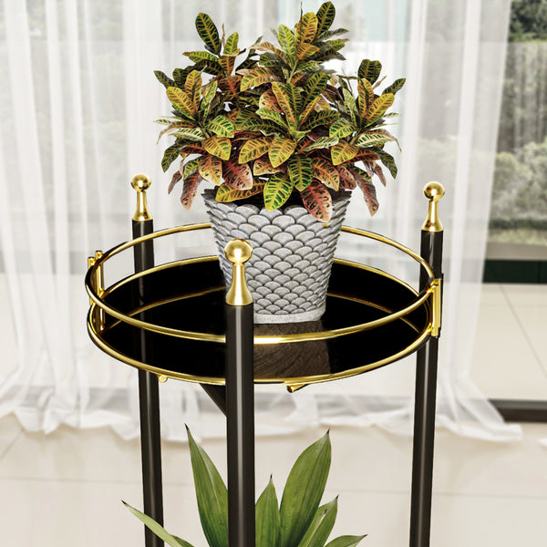 Suport flori Oulainen 79x28x28cm negru auriu [en.casa]