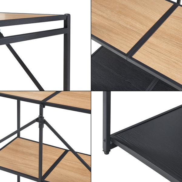 Raft pliabil Telemark 81x68x38cm negru/efect lemn stejar [en.casa]