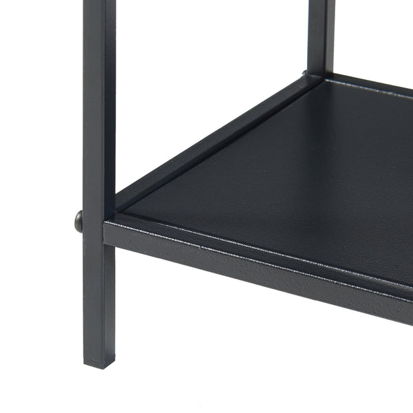 Consola hol Beesel 65,5x60x20cm otel negru cu rafturi [en.casa]
