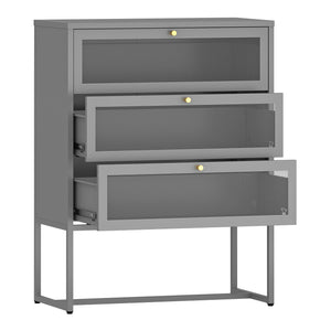 Dulap cu 3 sertare Sund 105x80x40cm otel gri [en.casa]