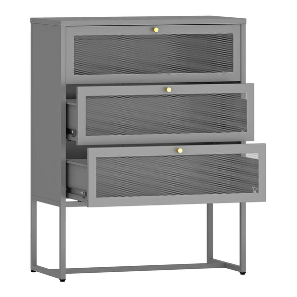 Dulap cu 3 sertare Sund 105x80x40cm otel gri [en.casa]