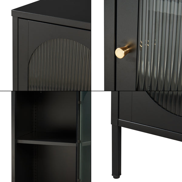 Comoda Karlskrona 102x43x40 cm negru mat [en.casa]