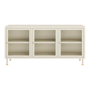 Comoda TV Lindau 120x40x59 cm cu 3 usi crem deschis [en.casa]