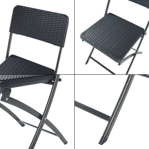 Set 2 scaune pliabile Mark negru efect ratan [en.casa]