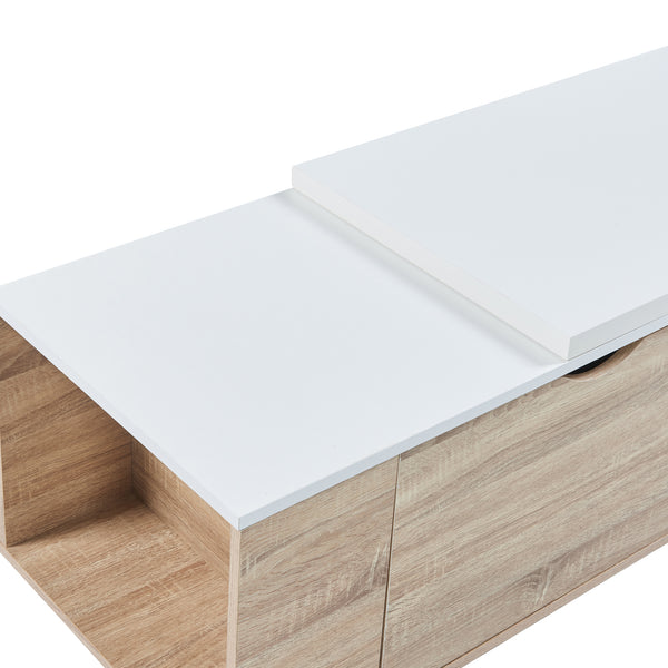 Masuta cu blat extensibil Österåker 100x47,5x40cm PAL efect lemn alb [en.casa]