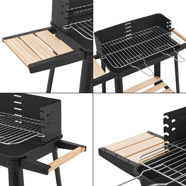 Gratar gradina pe carbuni Ari 78x86x30cm otel/bambus [casa.pro]