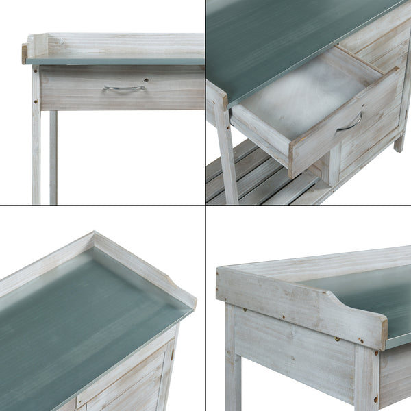 Masa plantare Aliano 98x48x94cm brad otel gri [casa.pro]