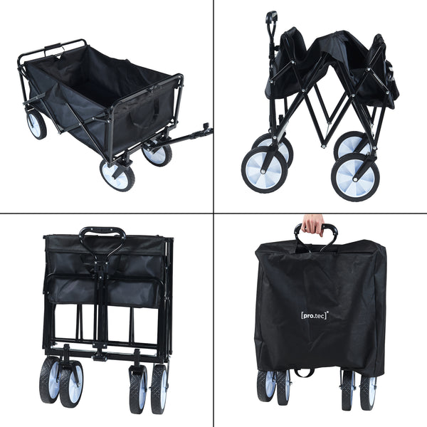 Carucior gradina pliabil Stenlille 84x55cm 80kg otel negru [pro.tec]