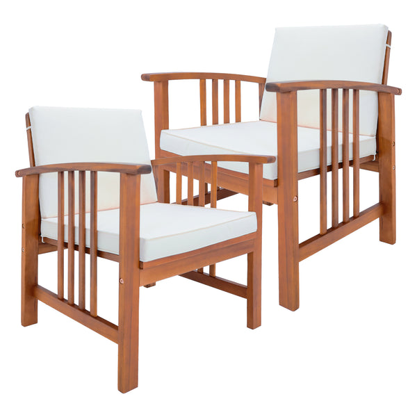 Set masa cu 1 banca si 2 scaune gradina Brissogne lemn efect lemn bej [en.casa]
