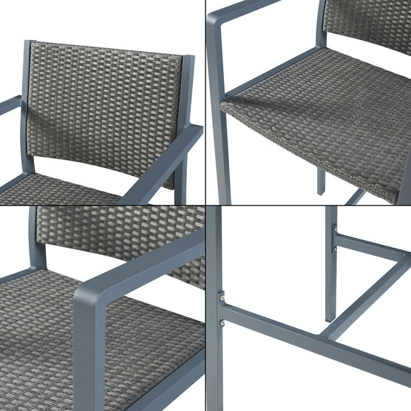 Set 2 scaune bar gradina Avise 113x56x55,5cm aluminiu poliratan gri inchis [casa.pro]