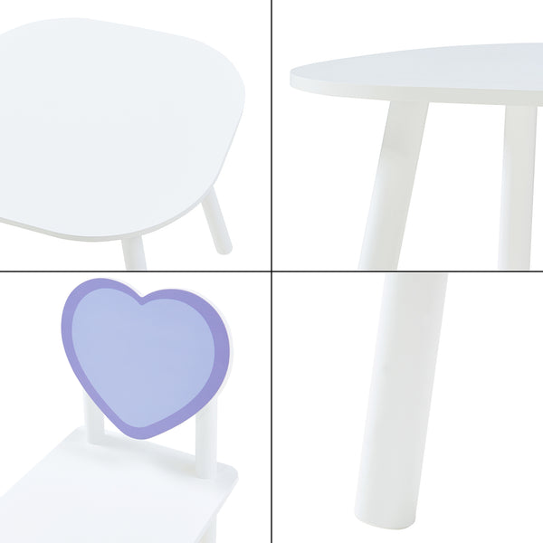 Set masa copii cu 2 scaune design inimioara Siljan alb lila [en.casa]