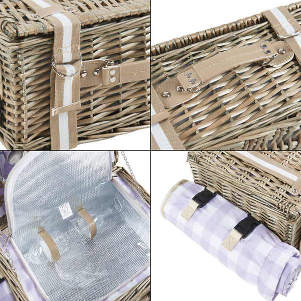 Cos picnic 2 persoane Bisceglie 40x30x19 cm salcie natur [casa.pro]