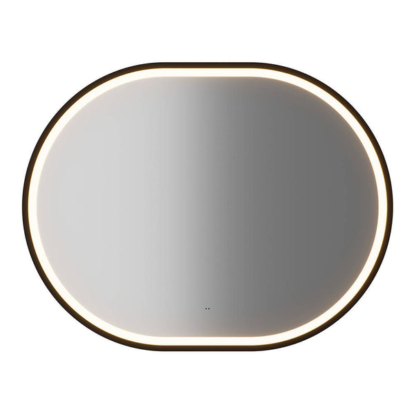 Set dulap baie cu lavoar si oglinda cu LED 94 Newport efect lemn stejar [en.casa]