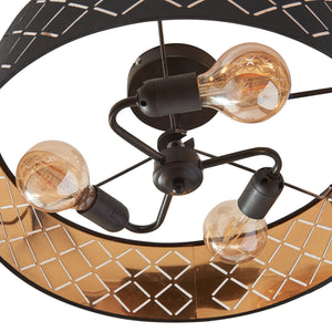 Lampa plafon Bay 20 cm 3xE27 max 60W poliester negru/alb [lux.pro]