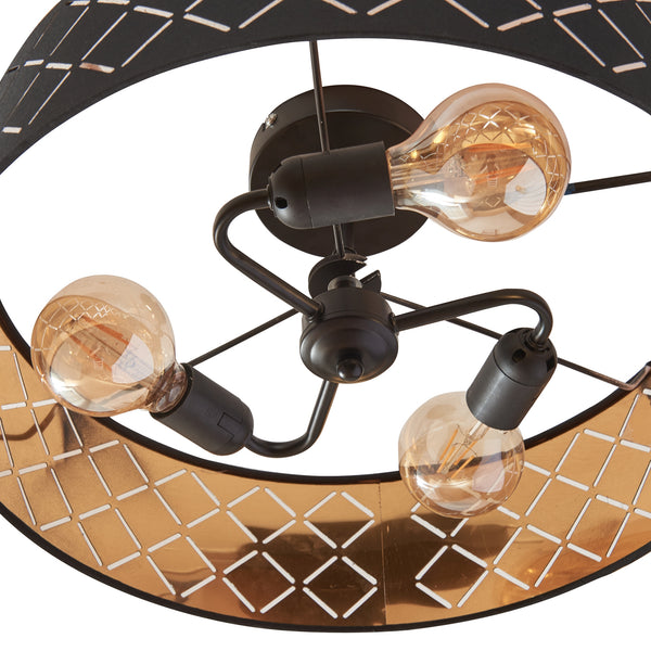 Lampa plafon Bay 20 cm 3xE27 max 60W poliester negru/alb [lux.pro]