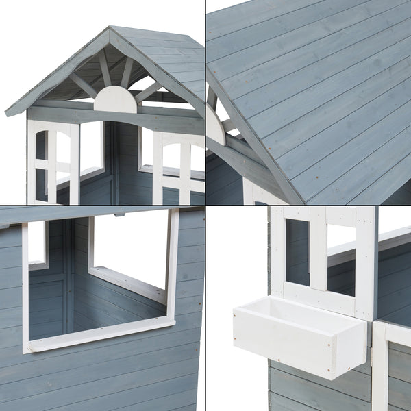 Casuta gradina Vesa 138x120x102 cm lemn gri/alb [casa.pro]