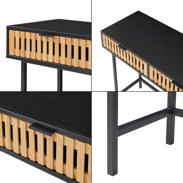 Masa consola Luniehti 100x40x75 cm negru/natur [en.casa]