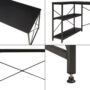 Birou de colt Raundsvalt 137x88x75 cm negru [en.casa]