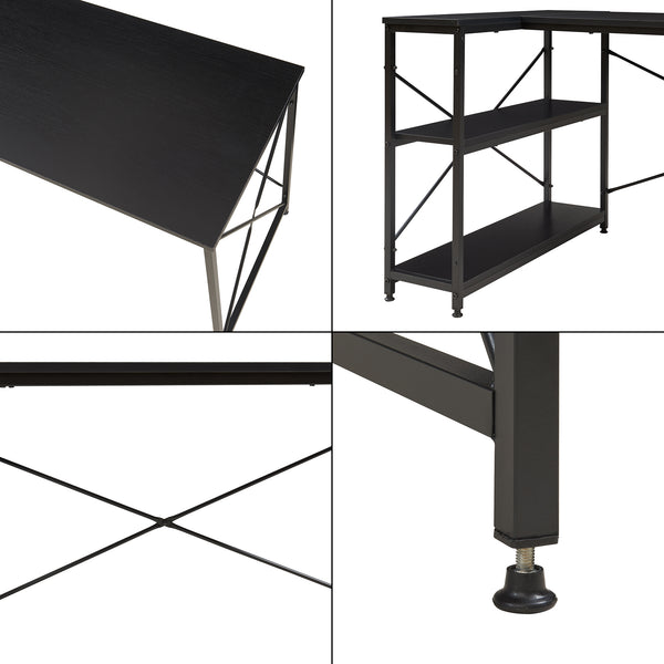 Birou de colt Raundsvalt 137x88x75 cm negru [en.casa]