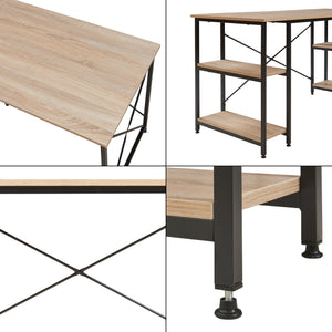 Birou de colt Klirurud 150x150x75 negru/efect lemn stejar [en.casa]