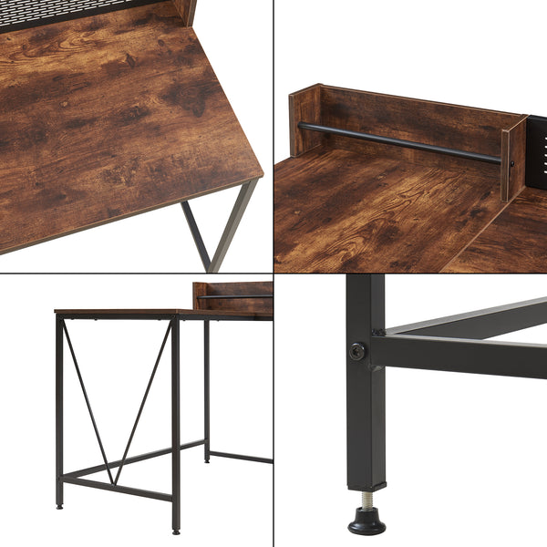 Birou de colt Frelvepirg 165x110x90 cm negru/efect lemn nuc [en.casa]