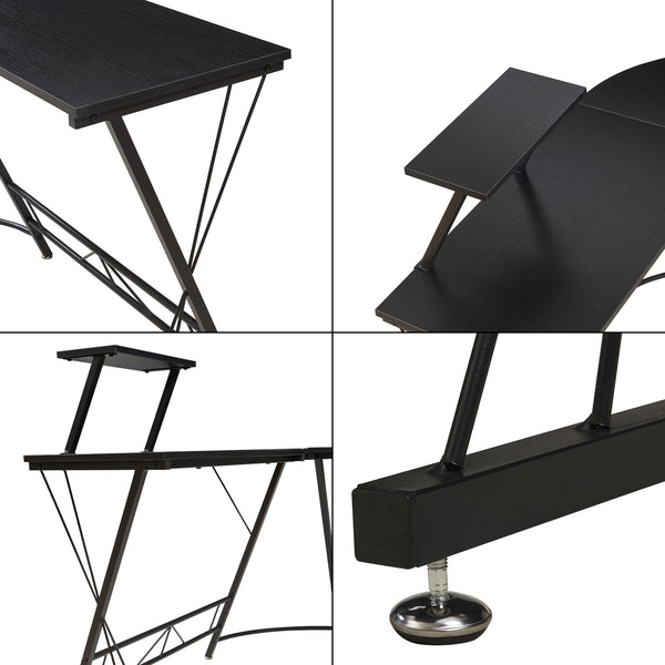 Birou de colt Yremso 122x122x98 cm negru [en.casa]