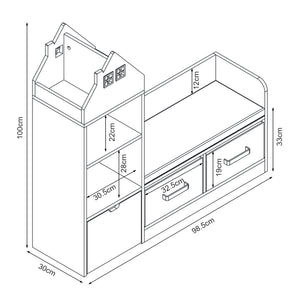 Banca cu raft pentru copii Vipsali 100x99x30 cm [en.casa]