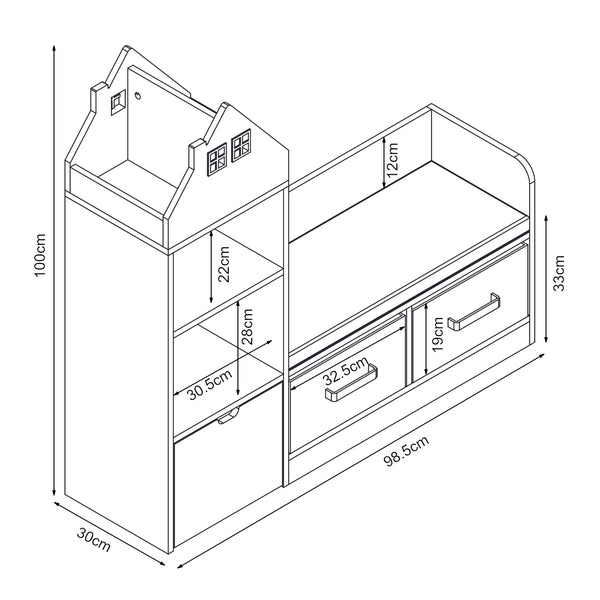 Banca cu raft pentru copii Vipsali 100x99x30 cm [en.casa]